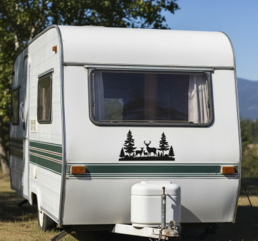 Caravan decal forest deer family - TenStickers
