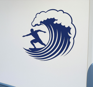 Caravan decal wave and surfer - TenStickers