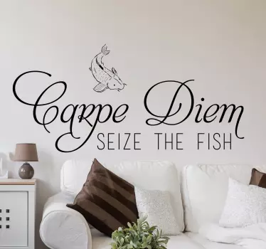 Carpe Diem Fish Living Room Wall Sticker - TenStickers