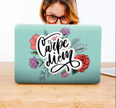 Carpe Diem Floral laptop skin - TenStickers