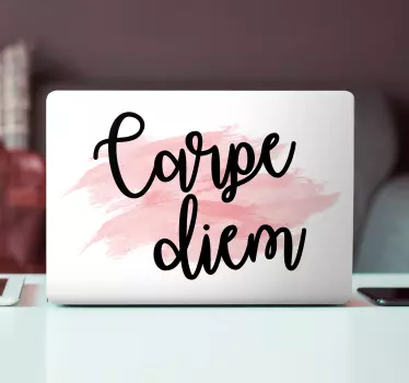 Carpe diem pink paint art laptop sticker - TenStickers