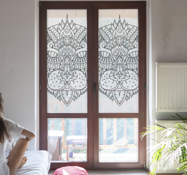 cat illustration mandala window decal - TenStickers