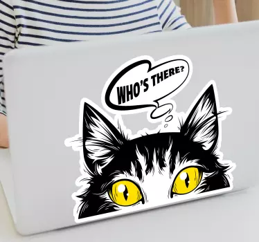 cat piking out laptop skin - TenStickers