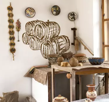 Cellar Barrels Illustration Wall Sticker - TenStickers