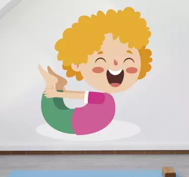 Cheerful child yoga wall sticker for kids - TenStickers