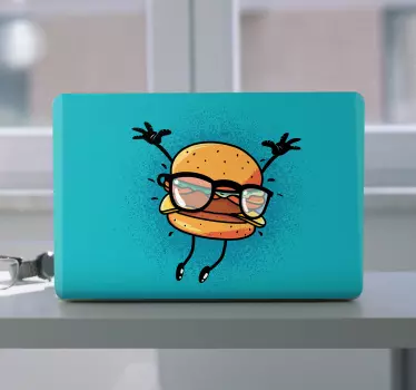 Cheesy burger graffiti cartoon laptop sticker - TenStickers