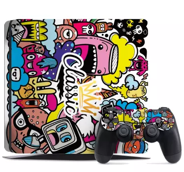Classic graffiti design Playstation 4 stickers - TenStickers