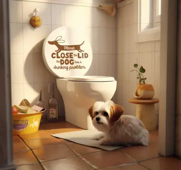 Close the lid dog pet toilet art decal - TenStickers