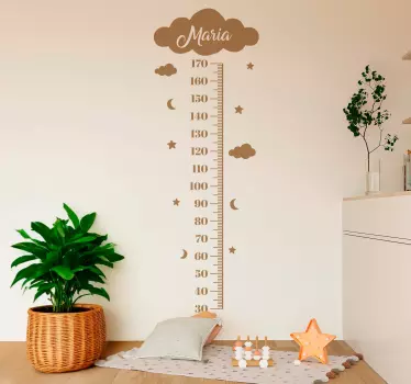 Clouds with stars height chart wall sticker - TenStickers