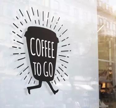 coffee go art composition window decal - TenStickers