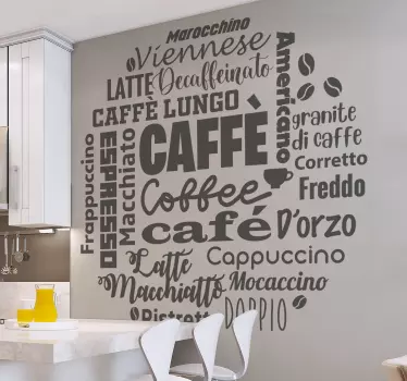 Coffee types drink wall sticker - TenStickers