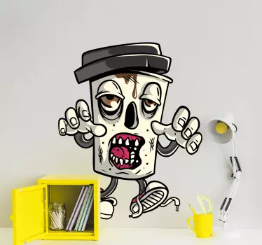 Coffee zombie graffiti character urban decal - TenStickers