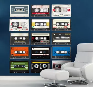 Cassette Tapes Living room Wall Sticker - TenStickers