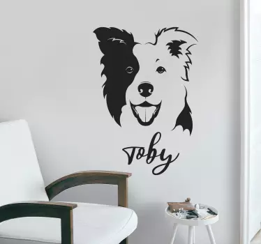 Collie white name pet decals - TenStickers