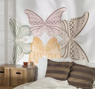 Colored ornamental butterflies butterfly decals for walls - TenStickers