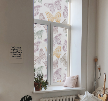 Colored ornamental butterflies window decal - TenStickers