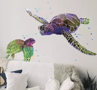 Colorful abstract turtles animal sticker - TenStickers