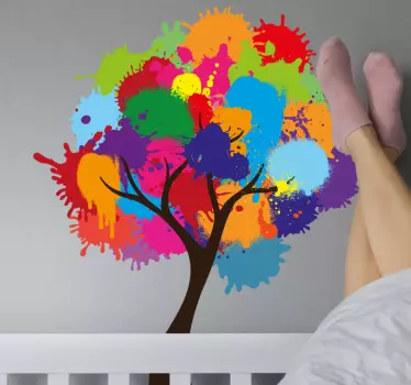 Colorful artistic tree wall decal - TenStickers