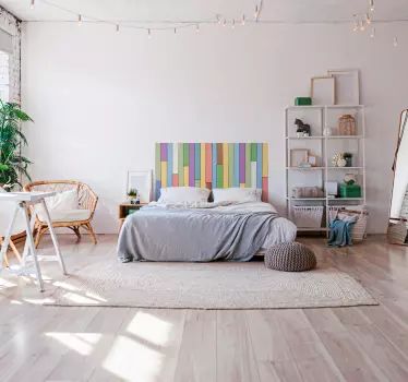 Colorful bedhead planks headboard wall sticker - TenStickers