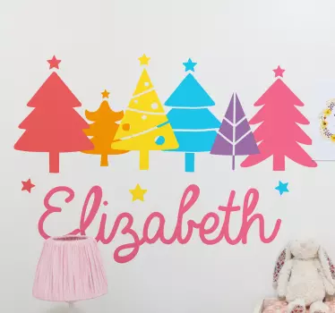 Colorful christmas trees tree wall decal - TenStickers