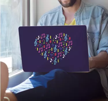 Colorful Heart Notes laptop skin - TenStickers