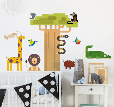 Illustration wall sticker colorful jungle animals - TenStickers