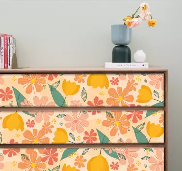 Colorful vintage leaves and flowers decals for furniture - TenStickers