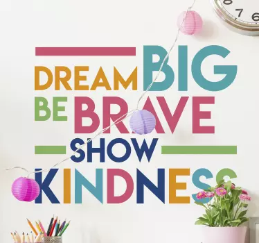Colorfull dream big quote motivational wall sticker - TenStickers