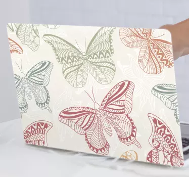 Colors ornamental butterflies laptop skin decal - TenStickers