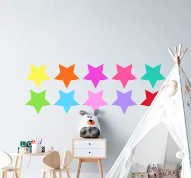 Coloured stars vinyl stickers for floor - TenStickers