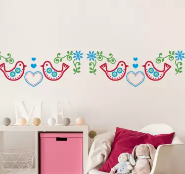 Colourful Birds Border Sticker - TenStickers
