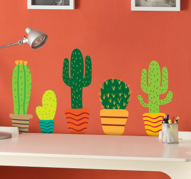 Colourful Cacti Sticker - TenStickers