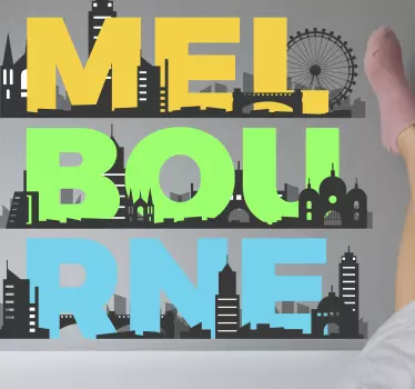 Colourful Melbourne Skyline skyline decal - TenStickers