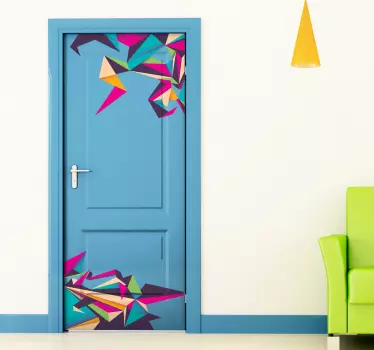 Colourful Origami Designs Door Sticker - TenStickers