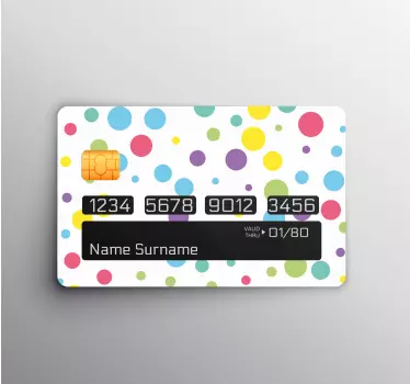 Colourful polka dot pattern bank card sticker - TenStickers