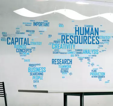 Office boardroom resources world map wall sticker - TenStickers