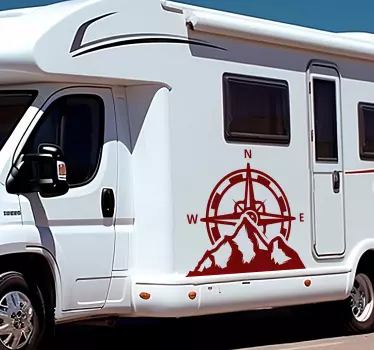 compass and mountains caravan decal - TenStickers