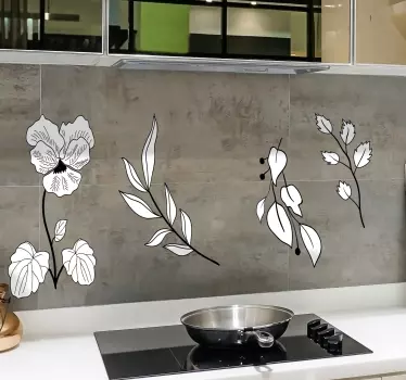 Contour flower kitchen cabinet flower sticker - TenStickers