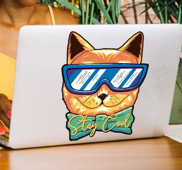 Cool Cat Graphic laptop sticker - TenStickers