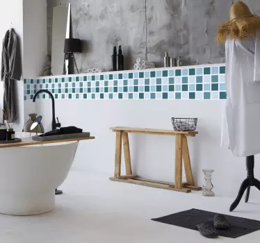 Cool Tones Bathroom Mosaic Tile Transfer - TenStickers