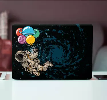 Laptop sticker cosmonaut with balloons - TenStickers