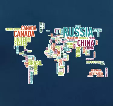 Countries world map wall sticker - TenStickers