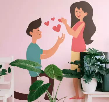 Couple Proposal Hearts wedding sticker - TenStickers
