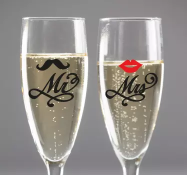 Wedding sticker couple toast glasses - TenStickers