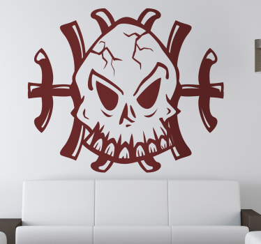 Heavy metal sticker cracked skull emblem - TenStickers