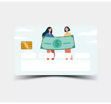 Credit card sticker two women holding cash - TenStickers