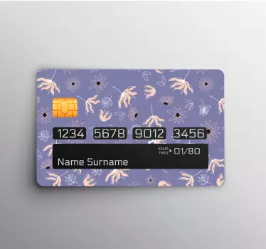 Credit card sticker with floral pattern background - TenStickers