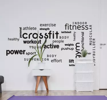 Crossfit gym words text wall decal - TenStickers