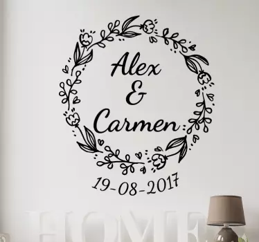 Crown of flowers wedding vinyl sticker - TenStickers