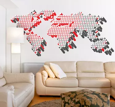 Cubed world map wall sticker - TenStickers